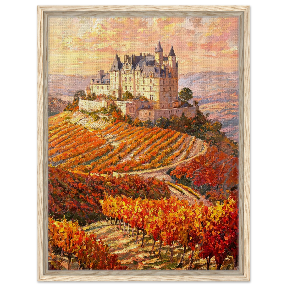 Hilltop Castle Vineyard Framed Canvas Wall Art | Gallery Style Decor