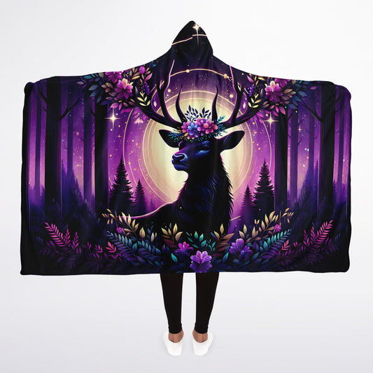 Enchanted Forest Stag Micro Fleece Hooded Blanket