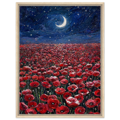 Poppies Under the Moon Framed Canvas Wall Art
