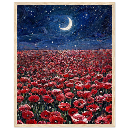 Poppies Under the Moon Framed Art Poster