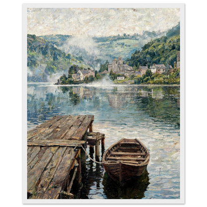 Framed Vintage Lakeside Landscape Art | Ready-to-Hang Classic Wall Decor