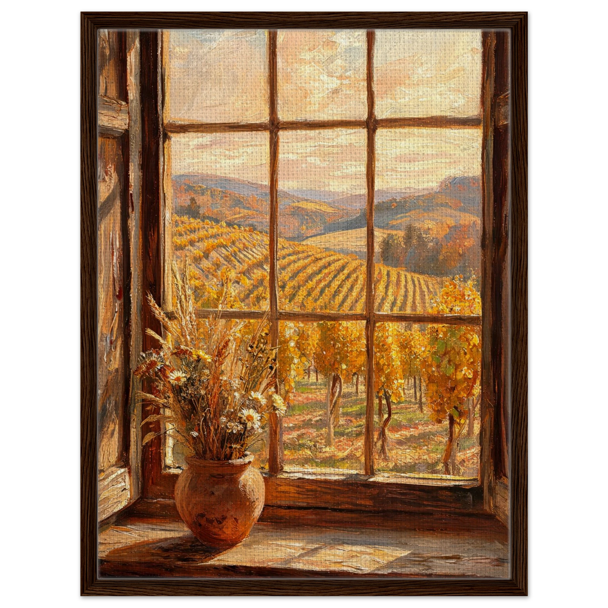 Window View Vineyard Framed Canvas Wall Art | Gallery Style Decor