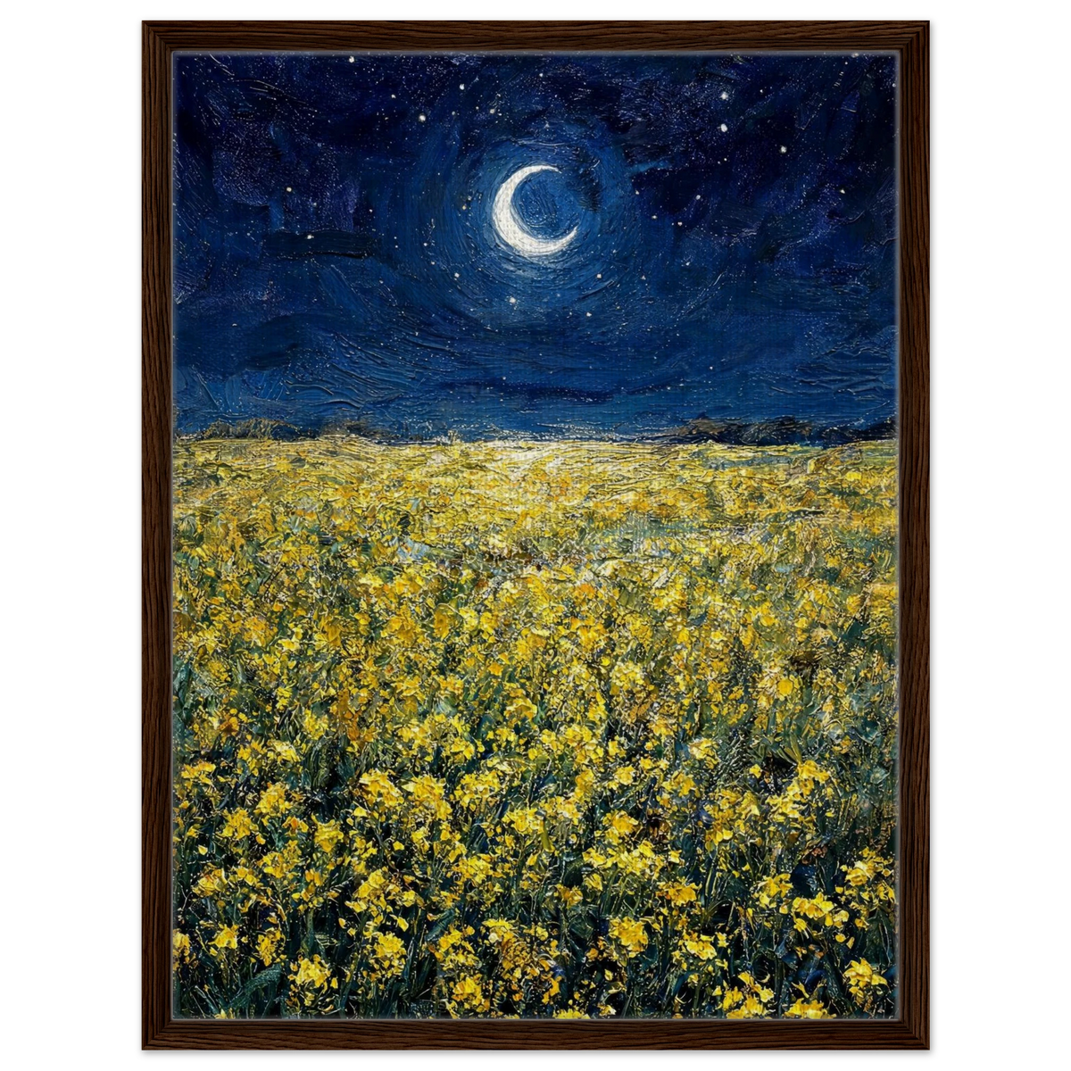 Moonlit Golden Meadow Framed Canvas Wall Art