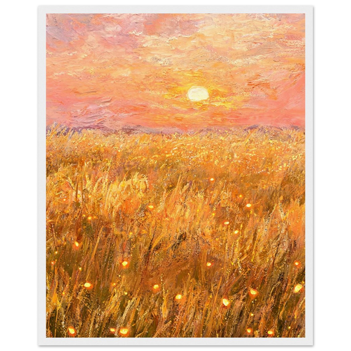 Warm Sunset Field Framed Fine Art Print