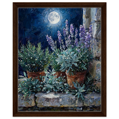 Moonlit Herb Garden floating frame canvas wall decor by Vintstep