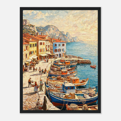 Mediterranean Fishing Harbor Impressionist Art Print