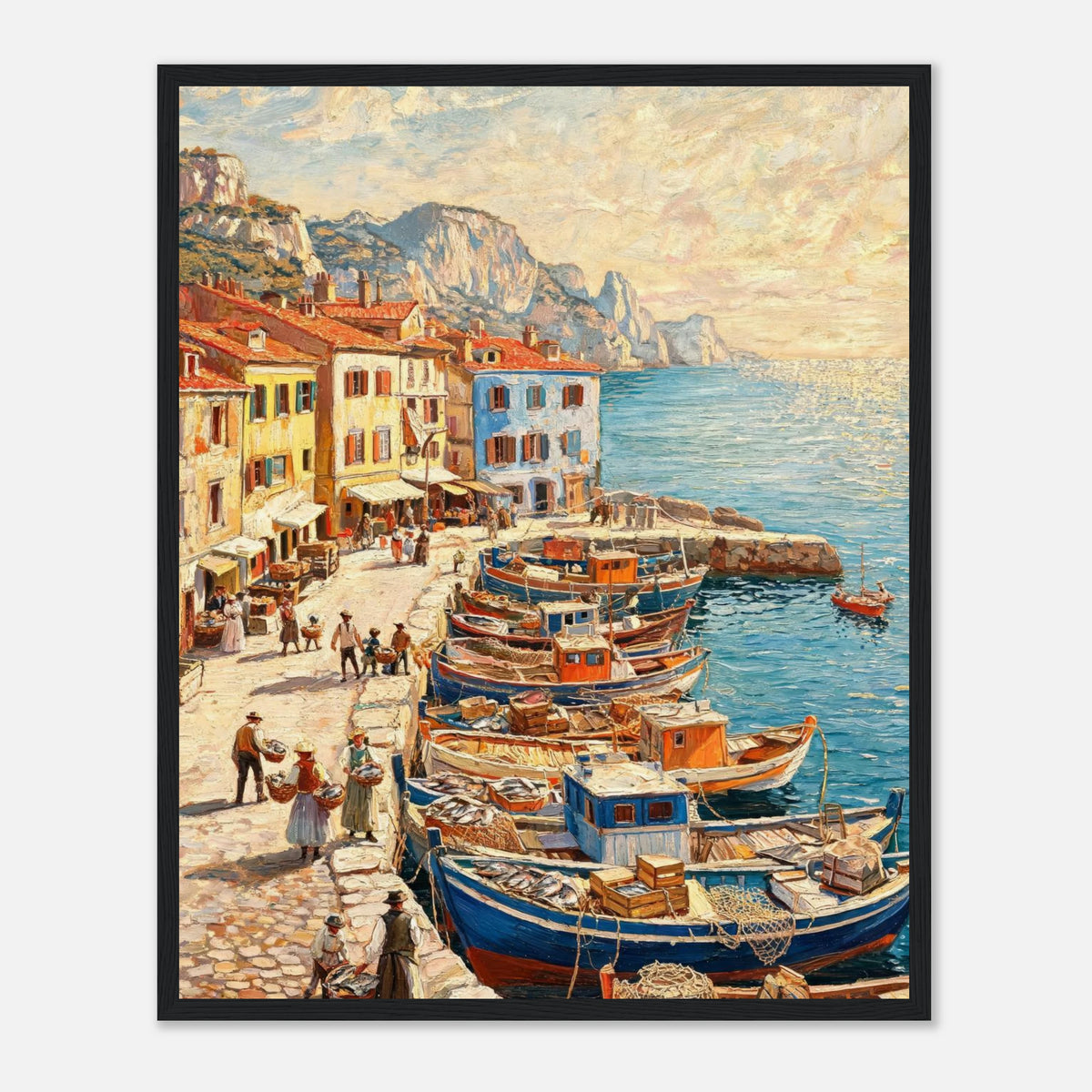 Mediterranean Fishing Harbor Impressionist Art Print