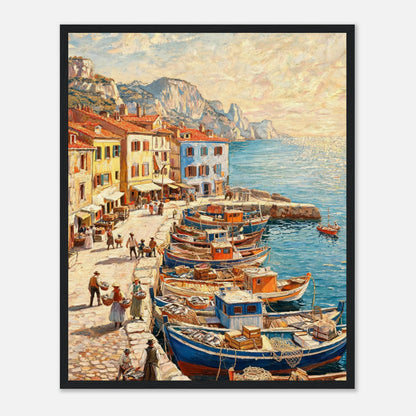 Mediterranean Fishing Harbor Impressionist Art Print
