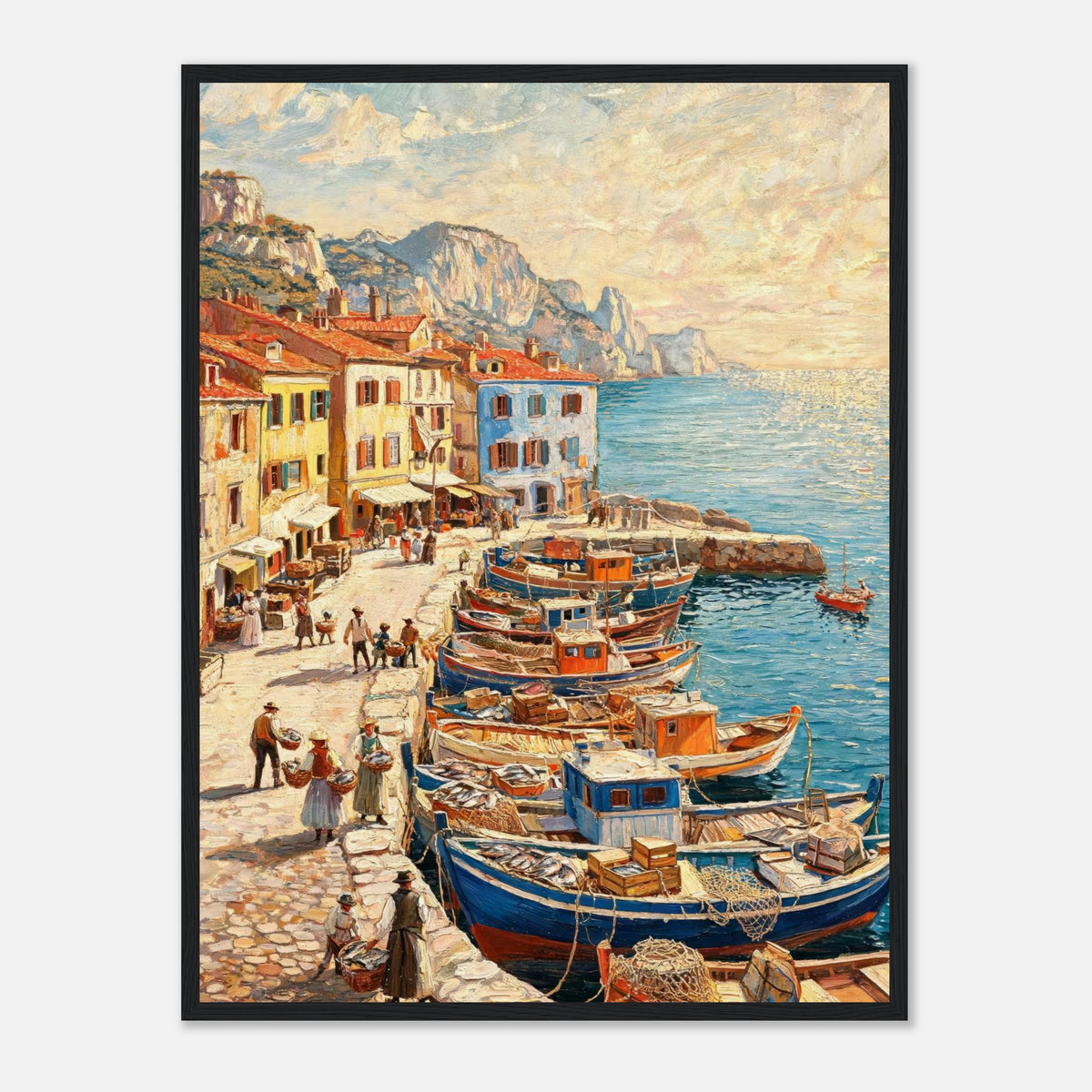 Mediterranean Fishing Harbor Impressionist Art Print