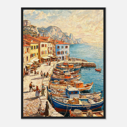 Mediterranean Fishing Harbor Impressionist Art Print