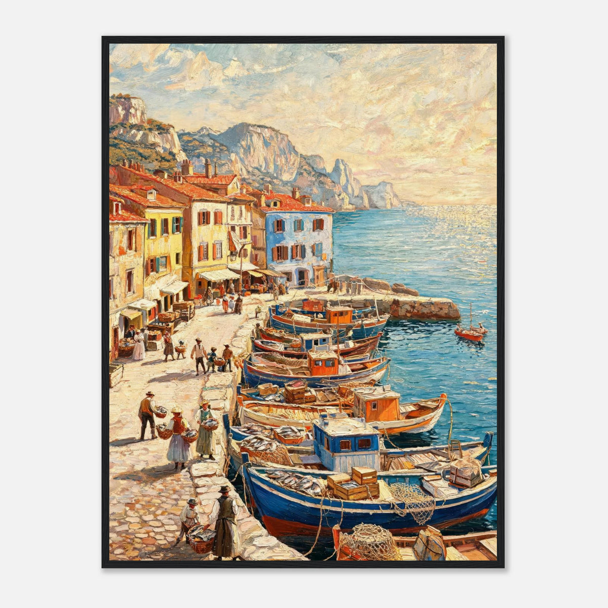 Mediterranean Fishing Harbor Impressionist Art Print
