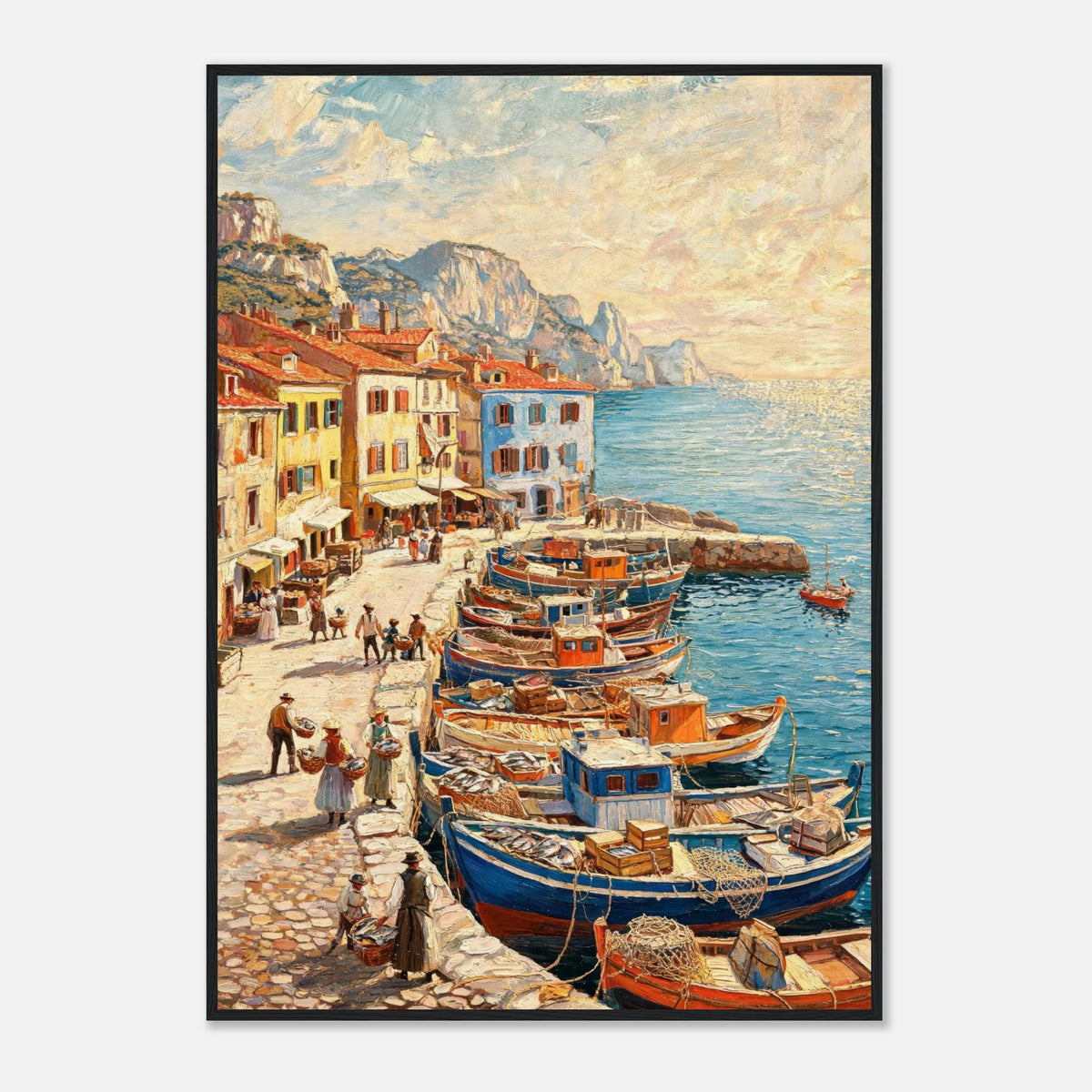 Mediterranean Fishing Harbor Impressionist Art Print