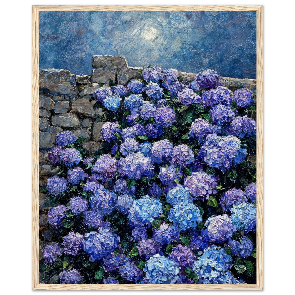 Moonlit Hydrangea Wall Framed Art Poster