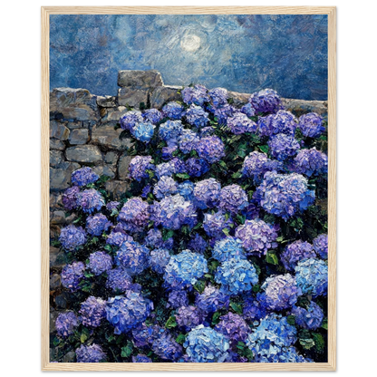 Moonlit Hydrangea Wall Framed Art Poster