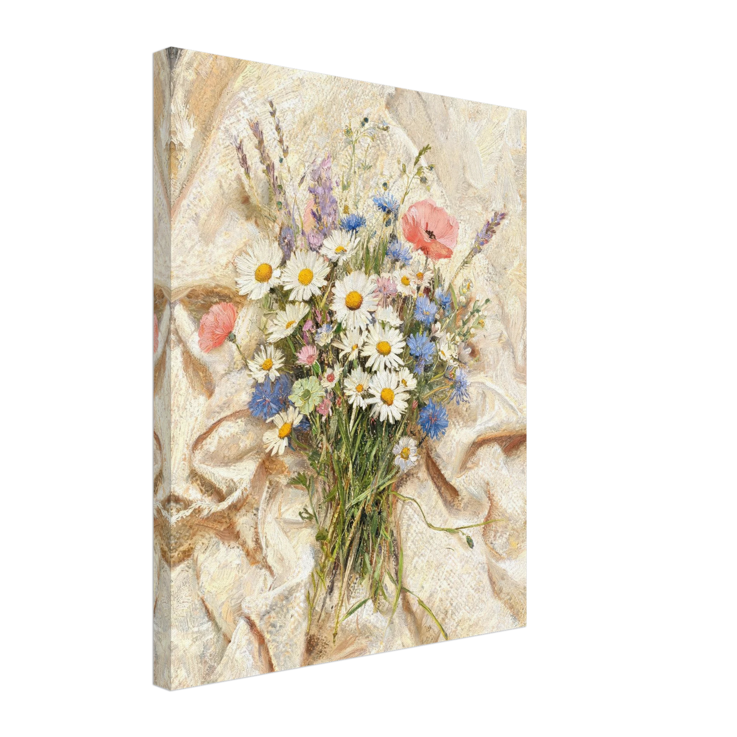 Canvas print of an Impressionist wildflower bouquet with enhanced texture for an immersive fine art wall experience.