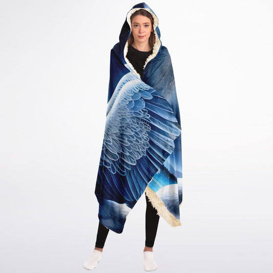 Celestial Swans Hooded Blanket Sherpa