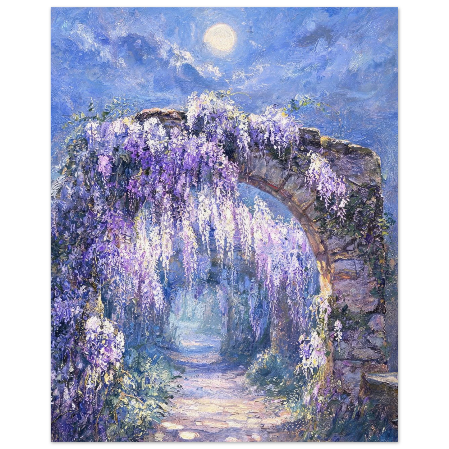 Moonlit Wisteria Arch museum-quality archival paper fine art print by Vintstep