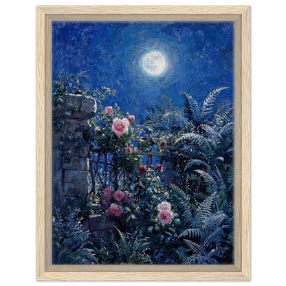 Midnight Garden Roses impressionist floral landscape print by Vintstep