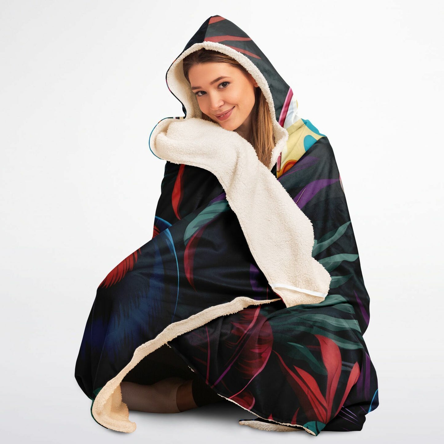 Tropical Toucan Glow Micro Fleece Hoodie Blanket