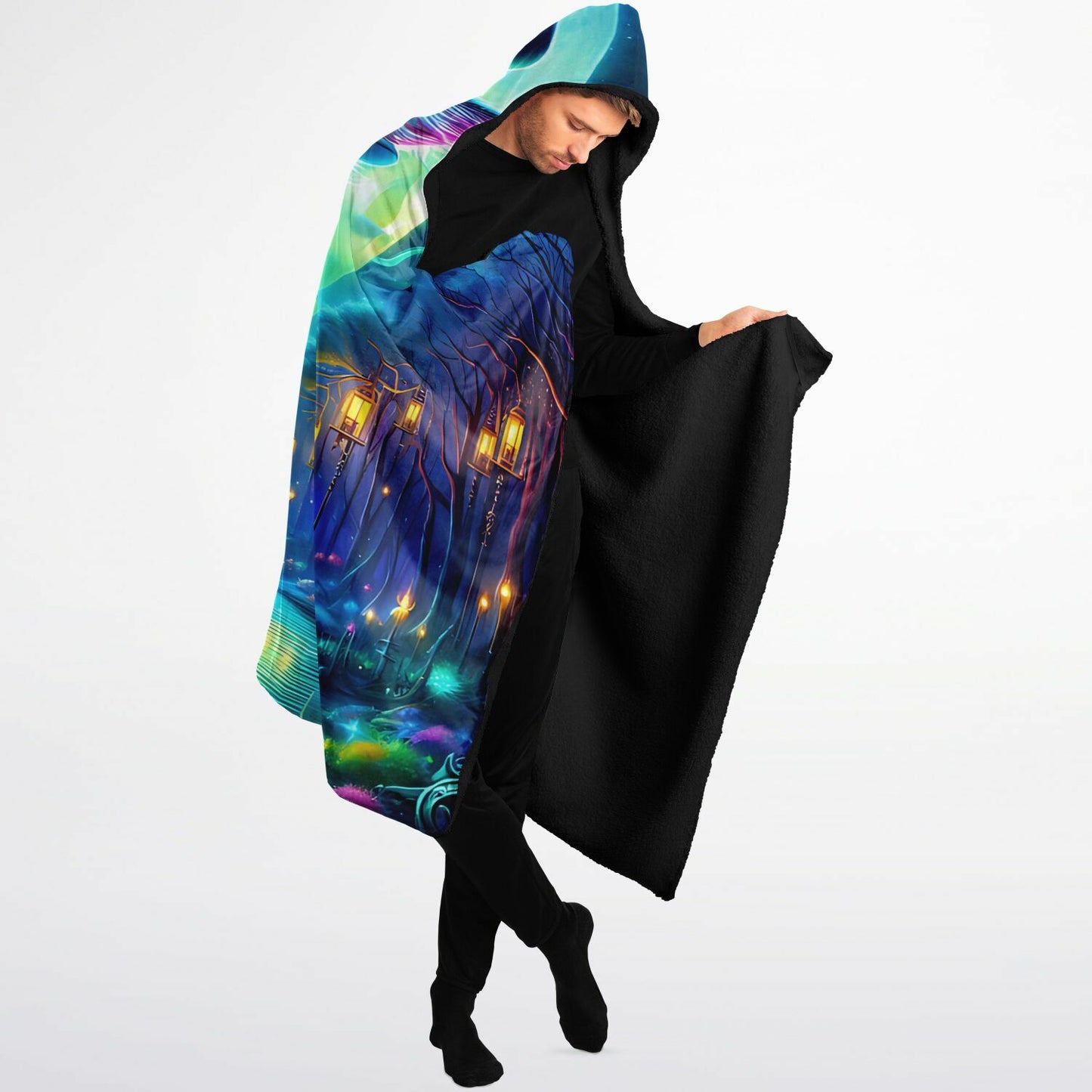 Enchanted Alchemist Cat Micro Fleece Hooded Blanket