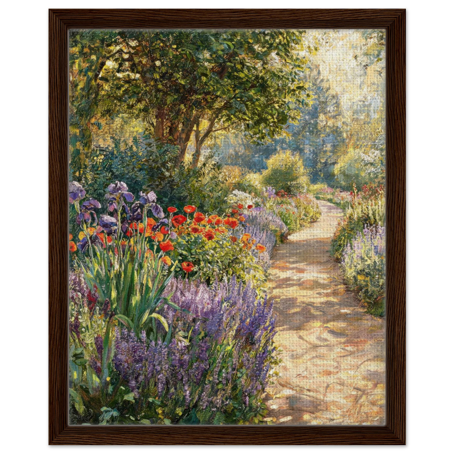 Sunlit Garden Path Framed Canvas | Vintstep