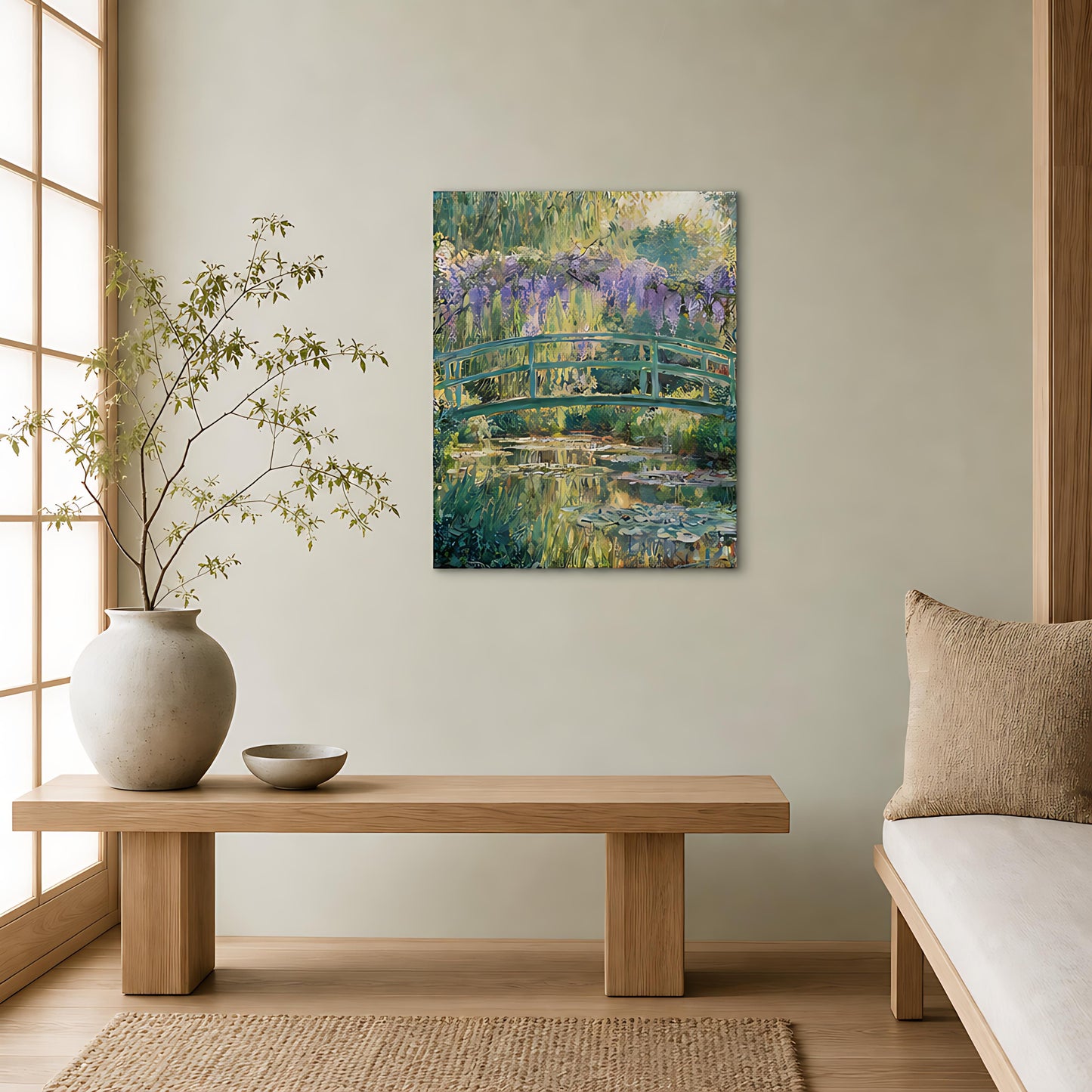 Japanese Bridge and Wisteria Canvas Print | Vintstep