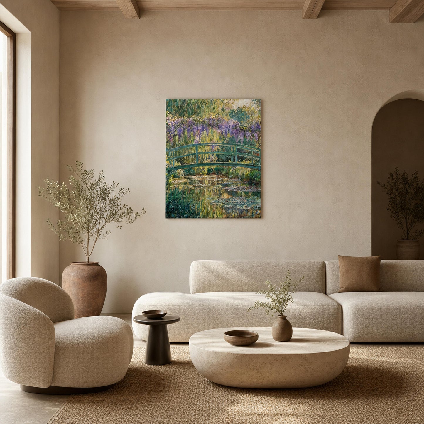 Japanese Bridge and Wisteria Canvas Print | Vintstep