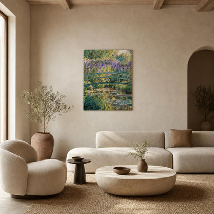 Japanese Bridge and Wisteria Canvas Print | Vintstep