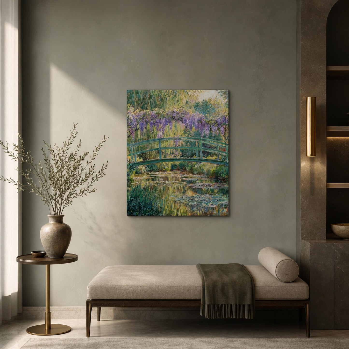 Japanese Bridge and Wisteria Canvas Print | Vintstep
