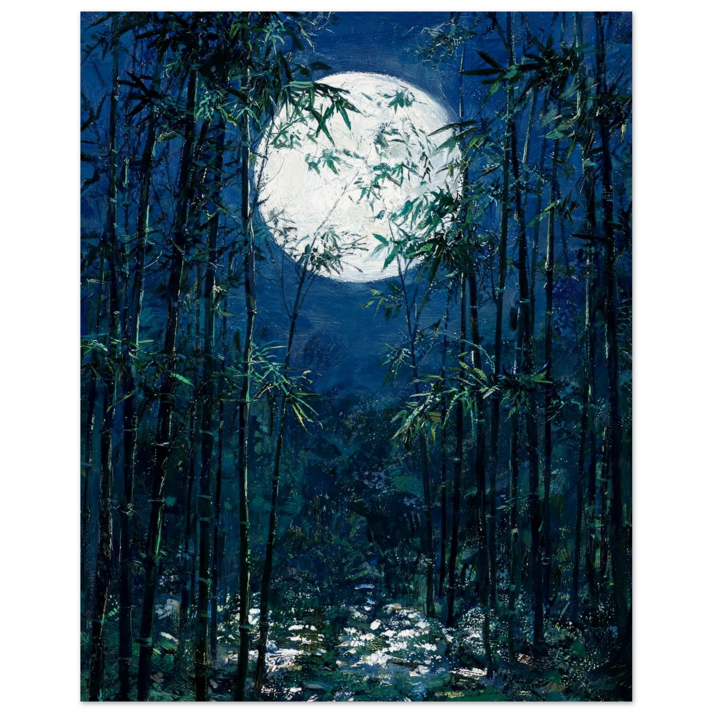 Moonlit Bamboo Forest museum-quality archival paper fine art print by Vintstep