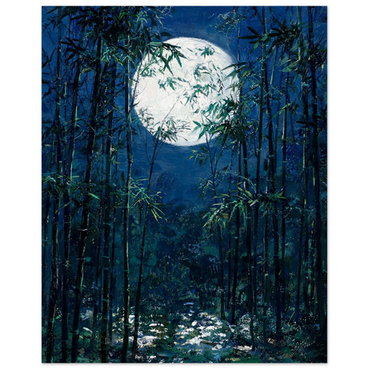 Moonlit Bamboo Forest museum-quality archival paper fine art print by Vintstep