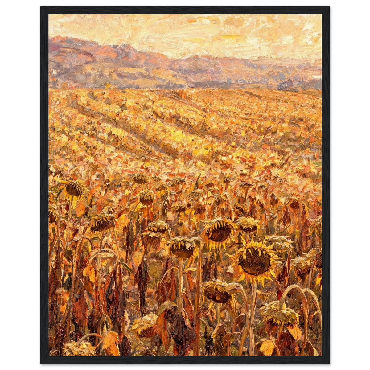 Golden Sunflower Field Framed Art Print | Ready to Hang Wall Decor