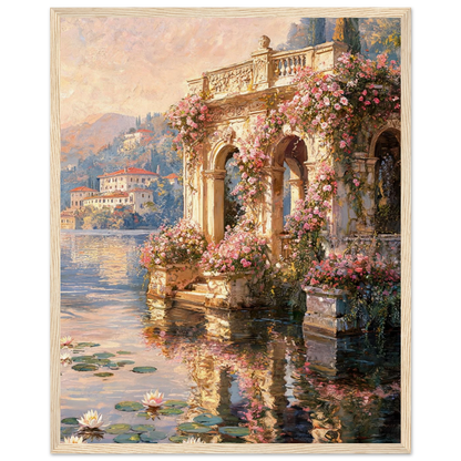 Framed Lakeside Terrace Art | Romantic Villa Wall Decor Poster