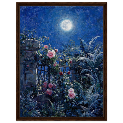 Midnight Garden Roses impressionist floral landscape print by Vintstep