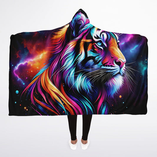 Cosmic Majesty Tiger Micro Fleece Hooded Blanket