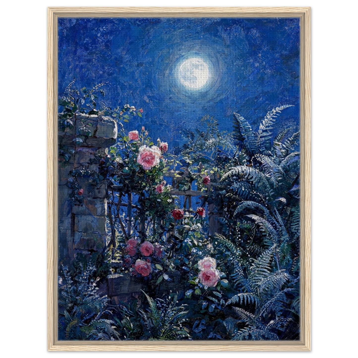 Midnight Garden Roses impressionist floral landscape print by Vintstep