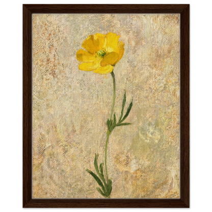 Impressionist Single Yellow Poppy Framed Canvas Wall Art