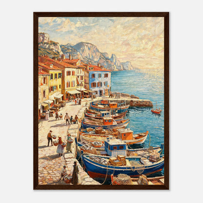 Mediterranean Fishing Harbor Impressionist Art Print