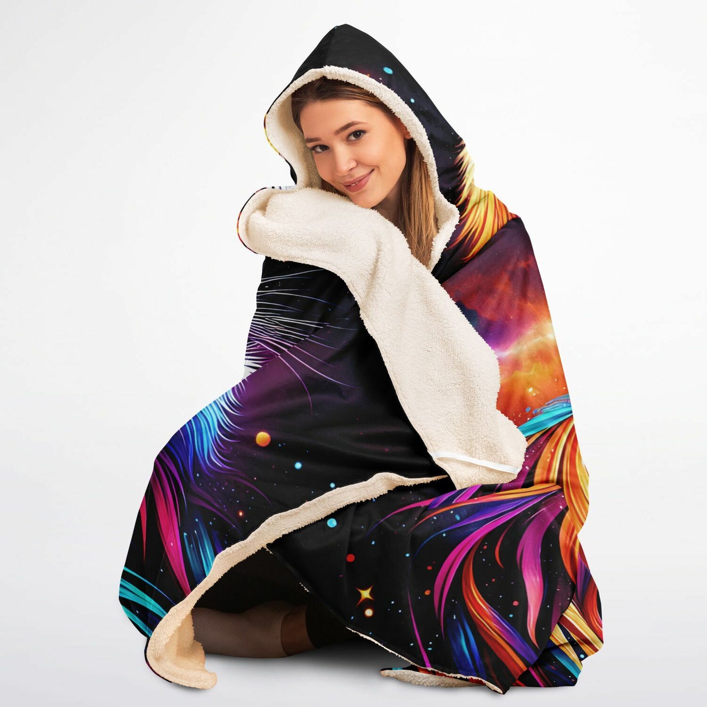 Cosmic Majesty Tiger Micro Fleece Hooded Blanket