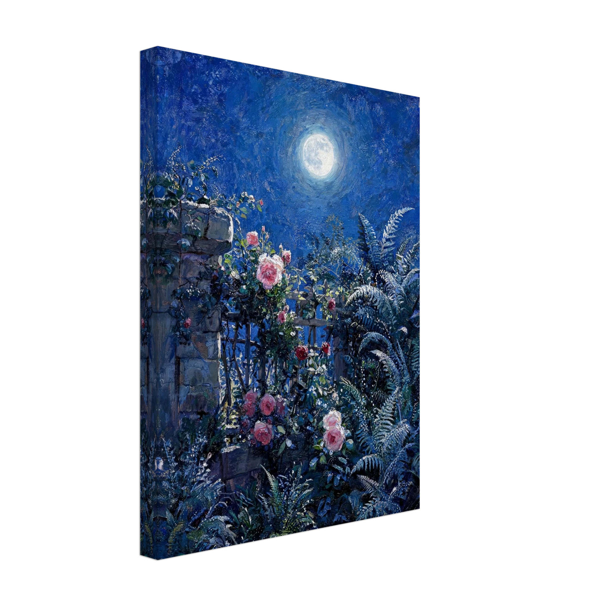 Midnight Garden Roses impressionist floral landscape print by Vintstep