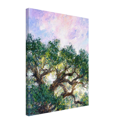 Canvas print of an Impressionist sunlit tree with enhanced texture for an immersive fine art wall experience.