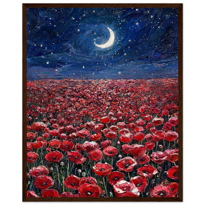 Poppies Under the Moon Framed Art Poster