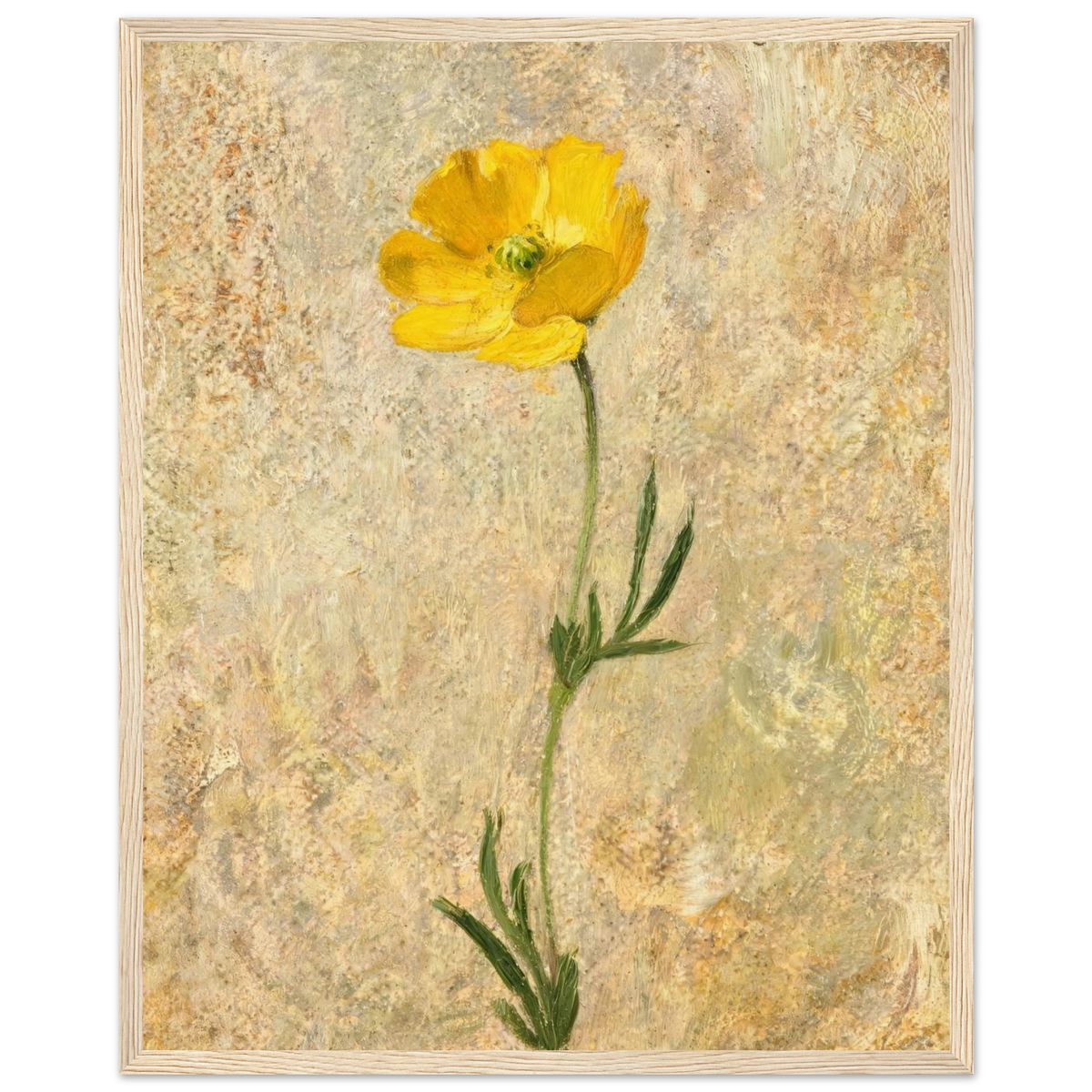 Impressionist Single Yellow Poppy Framed Art Print