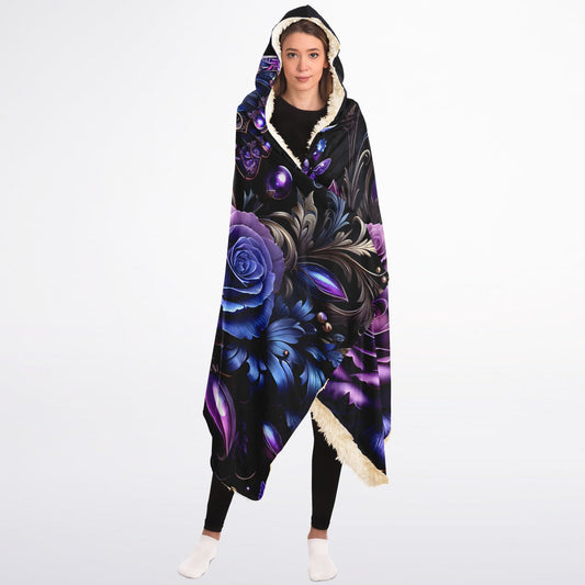 Enchanted Violet Butterfly Hooded Blanket Sherpa