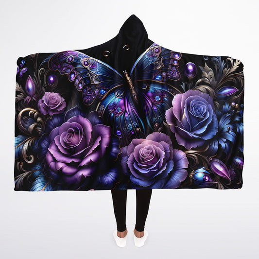 Enchanted Violet Butterfly Hooded Blanket Sherpa