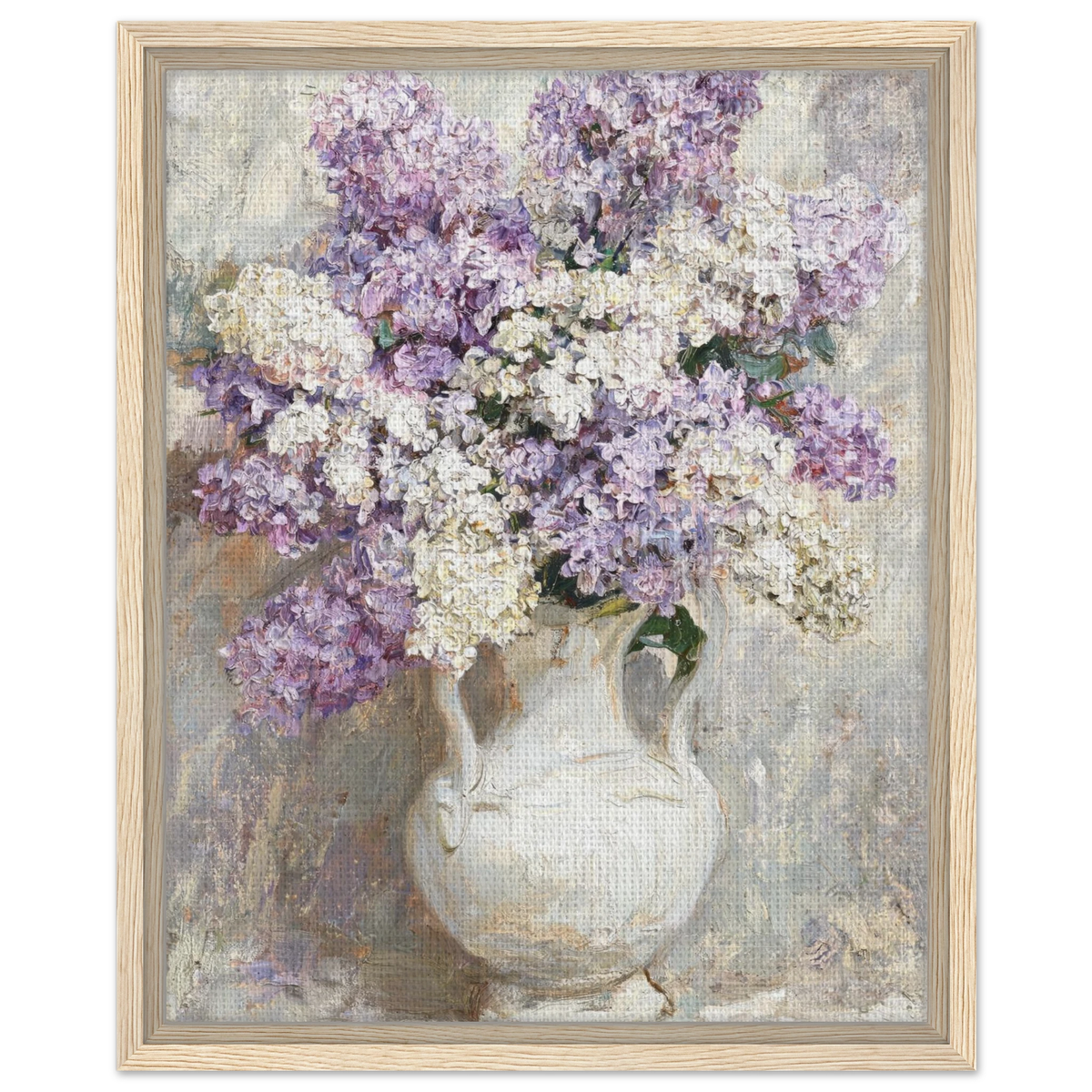 Impressionist Purple Lilac Bouquet Framed Canvas Wall Art