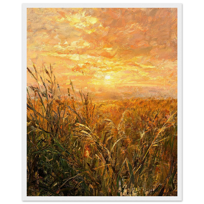 Golden Reeds Sunset Framed Fine Art Print