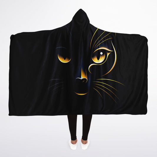 Golden Gaze Cat Micro Fleece Hooded Blanket