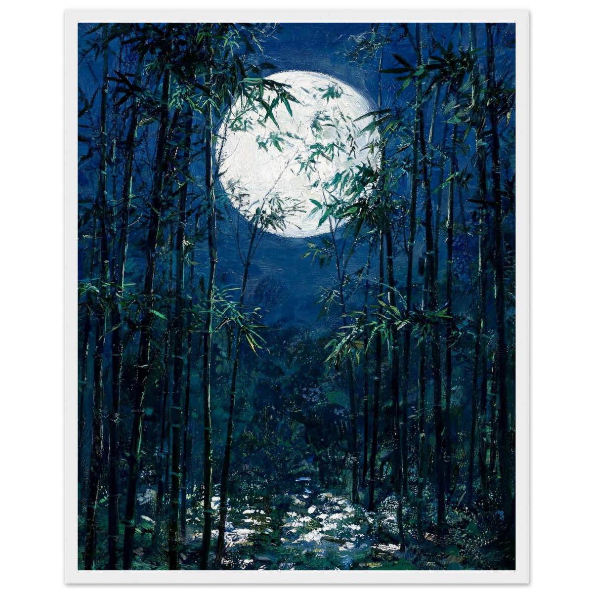 Moonlit Bamboo Forest Framed Art Poster