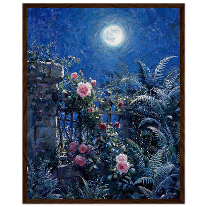 Midnight Garden Roses impressionist floral landscape print by Vintstep